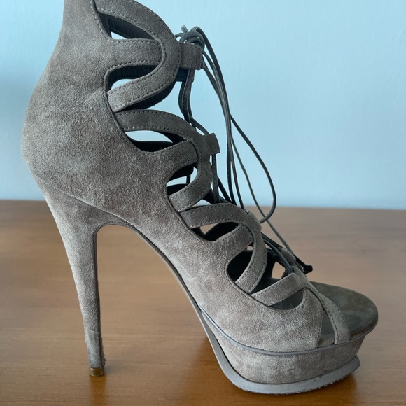 YSL Saint Laurent Suede Gladiator Heel Sandal - Picture 14 of 16